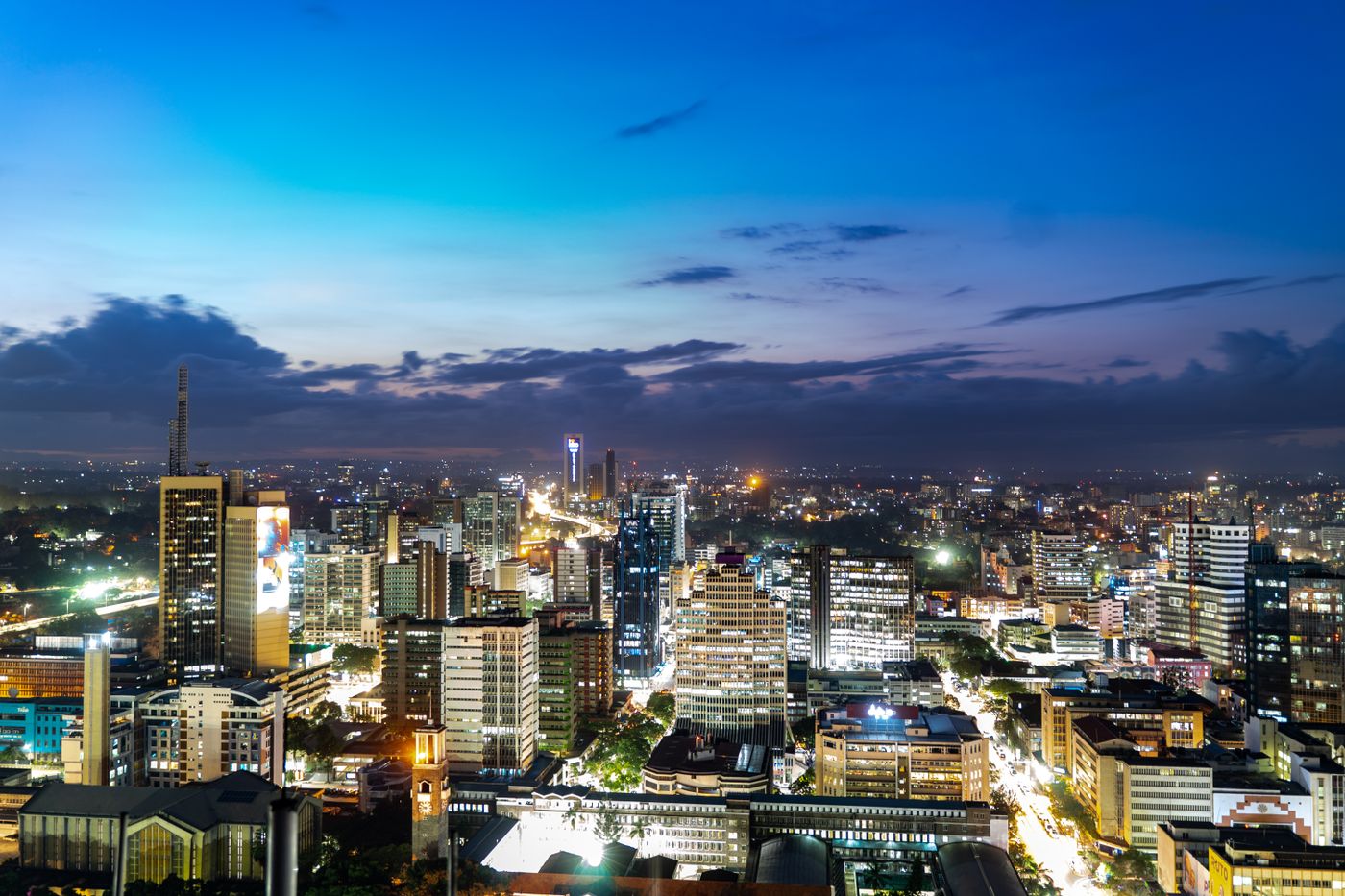 Nairobi city skyline at dusk
